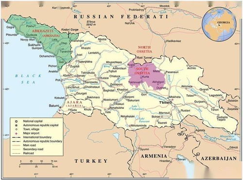 南奥塞梯地图位置 南北奥塞梯地图